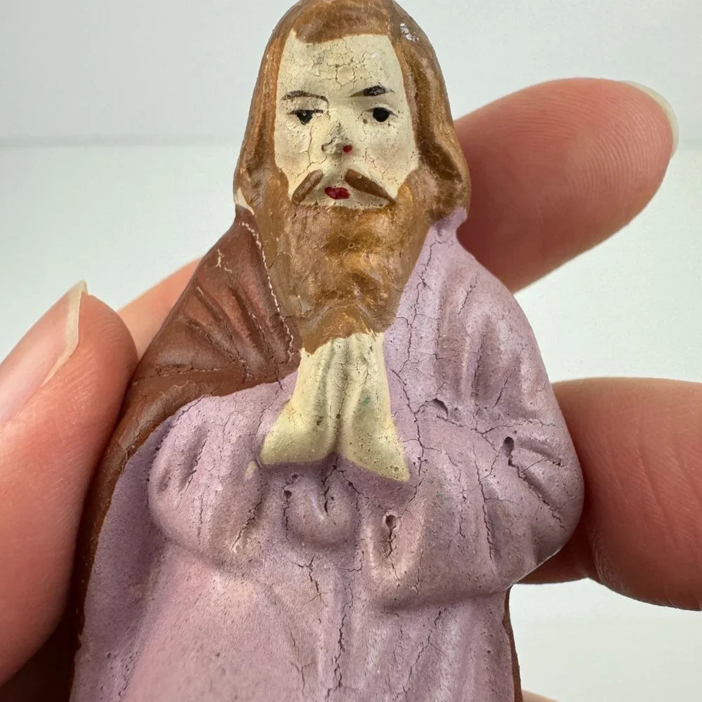 Vtg Nativity Manger Joseph Christmas Replacement Paper Mache Delicate‎ Germany